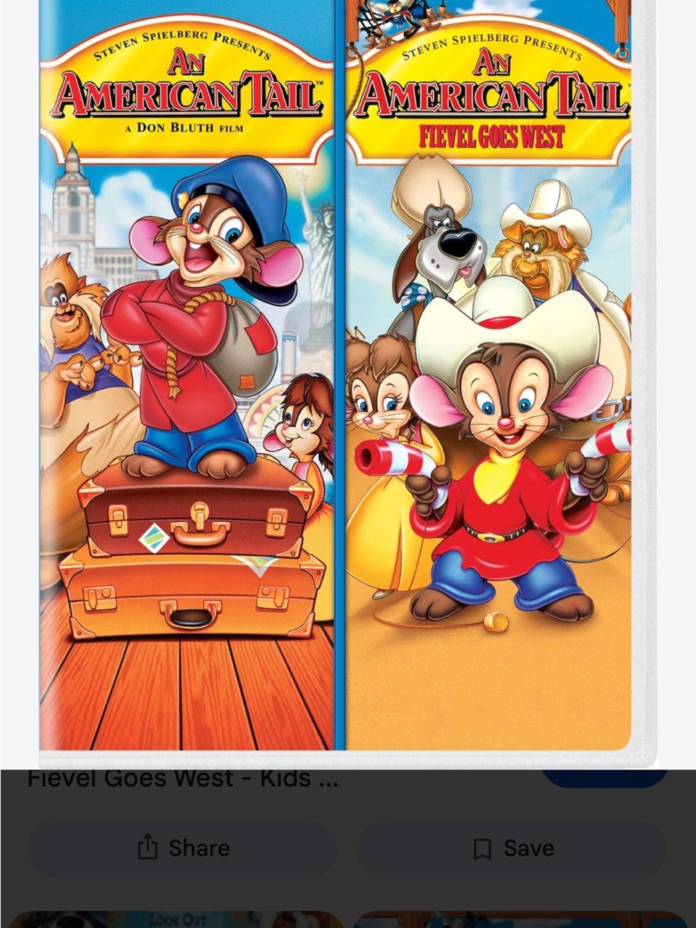 American Tail & American Tail Fievel goes West, Two Sides DVD 2 movies